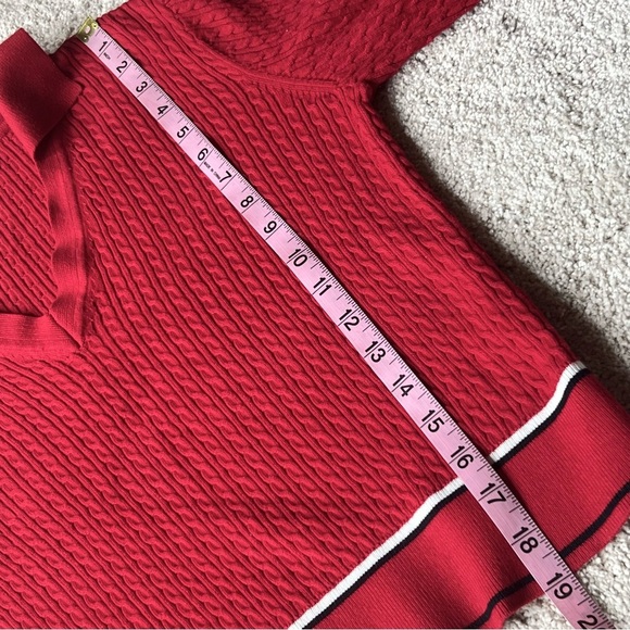 ⭐️BOGO FREE⭐️ TOMMY HILFIGER Cropped Cable Red-white-blue Sweater S - Picture 8 of 10